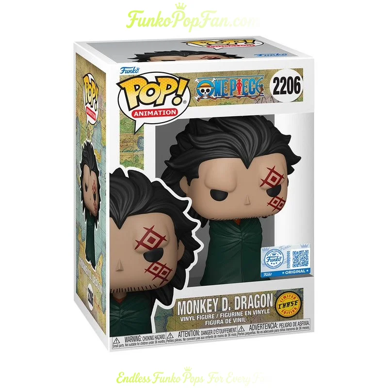 Animation One Piece #2206 Monkey D. Dragon (Chase) Vinyl Figure Bobblehead Vaulted Collectible With Protector Funko Pop Figure