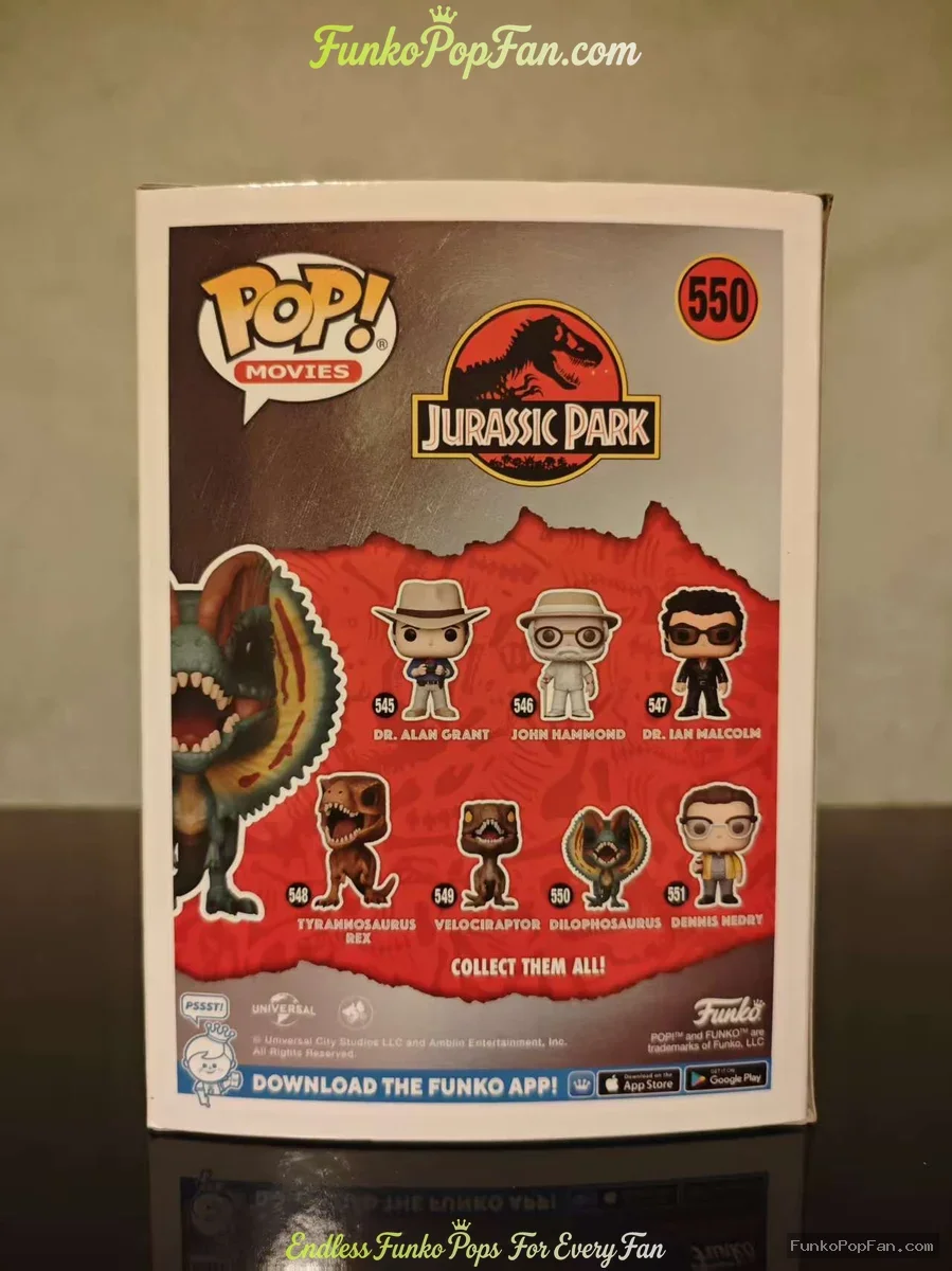 Funko Pop! Movies Jurassic Park #550 Dilophosaurus (Glow in the Dark) Vinyl Figure Bobblehead Vaulte - Funko Pop Figure