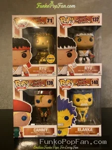 Bundle Funko Pop Asia Street Fighter #71 Ryu / Ryu #137 / Cammy #139 / Blanka #140 Vinyl Figure Bobblehead Vaulted Collectible With Protector Funko Pop Figure