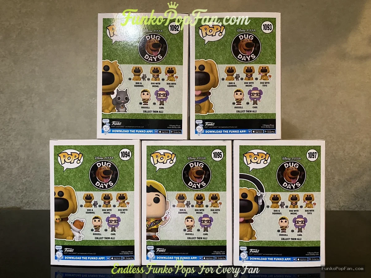 Bundle Funko Pop! Disney Dug Days #1092/#1093/#1094/#1095/#1096 Dug Squirrel Medal Toys Russell Head - Funko Pop Figure