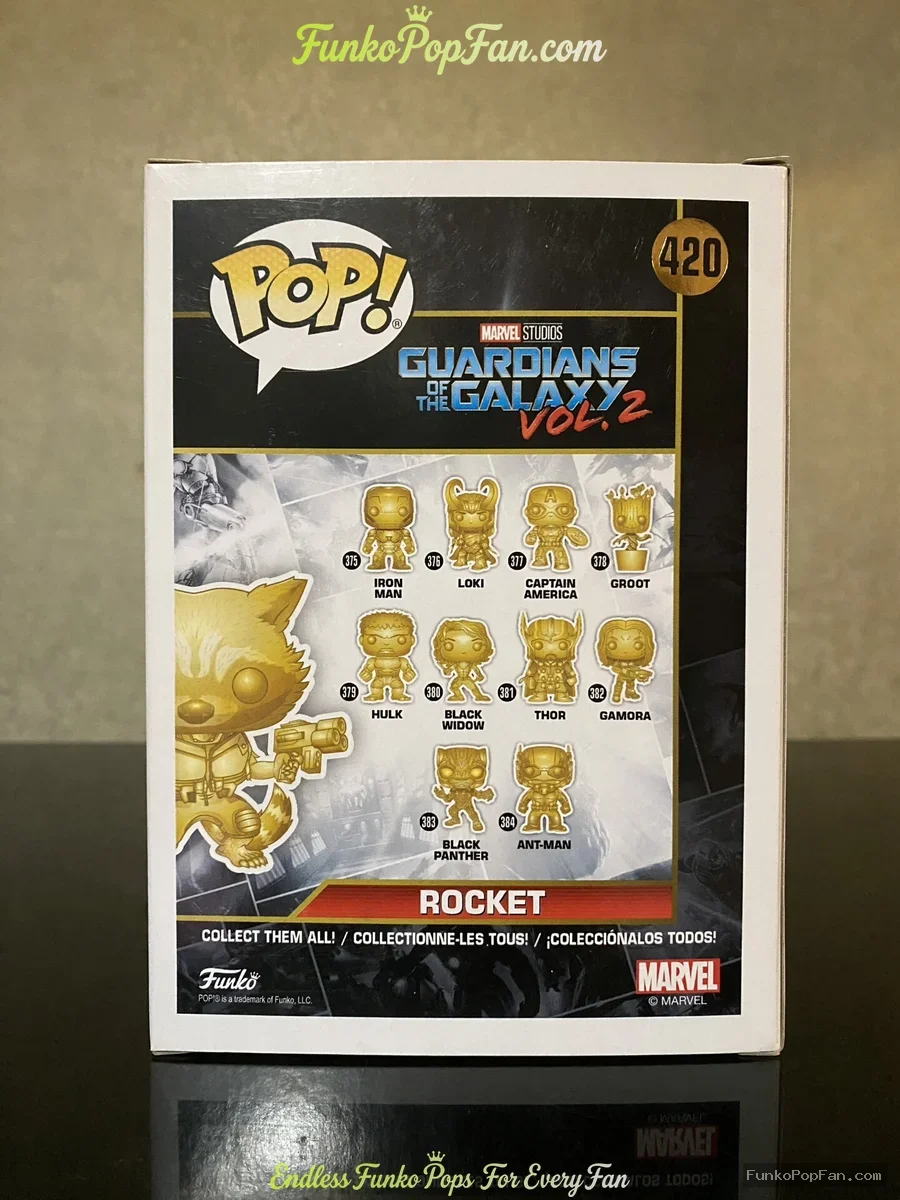 Funko Pop! Marvel Studios The First Ten Years #420 Rocket (Gold Chrome FYE Exclusive) Vinyl Figure B - Funko Pop Figure