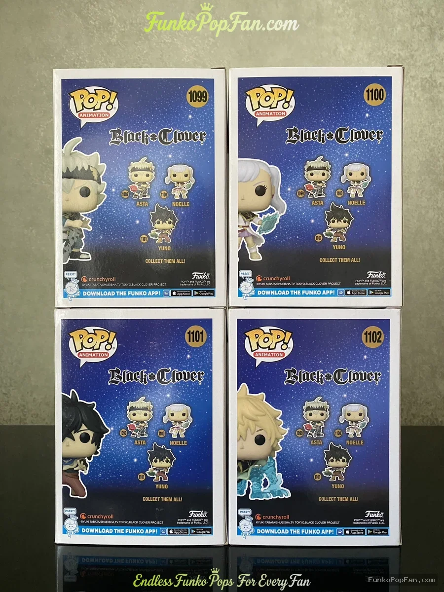 Bundle Funko Pop #1099/#1100/#1101/#1102 Black Clover Asta / Noelle / Yuno / Luci Voltia Vinyl Figur - Funko Pop Figure