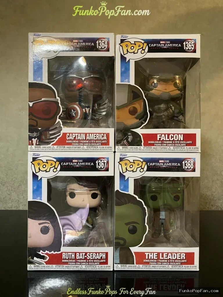 Bundle Funko Pop! Marvel Captain America Brave New World #1364 Captain America / #1365 Falcon / #1367 Ruth Bat-Seraph / #1368 The Leader Vinyl Figure Bobblehead Vaulted Collectible With Protector Funko Pop Figure