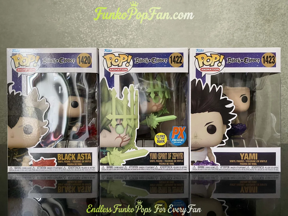 Bundle Funko Pop #1420/#1422/#1423 Jujutsu Kaisen Jujutsu Sorcerers Black Asta / Tengen Satoru / Yami Vinyl Figure Bobblehead Vaulted Collectible With Protector Funko Pop Figure