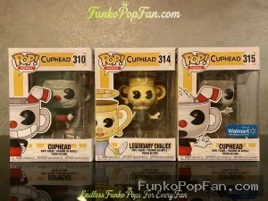 Bundle Funko Pop Games Cuphead Lot of 3 #310 Cuphead, #314 Legendary Chalice, #315 Cuphead (Walmart Exclusive) Vinyl Figure Bobblehead Vaulted Collectible With Protector Funko Pop Figure