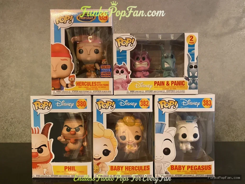Bundle Funko Pop Disney Hercules #1329 Hercules / #380 Phil / Baby Hercules #382 / Baby Pegasus #383 Vinyl Figure Bobblehead Vaulted Collectible With Protector Funko Pop Figure
