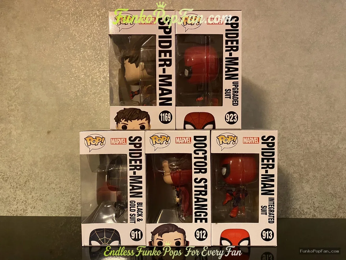 Bundle Funko Pop! Marvel Spider-Man Doctor Strange #911 Black & Gold Suit / #912 / #913 Integrated S - Funko Pop Figure