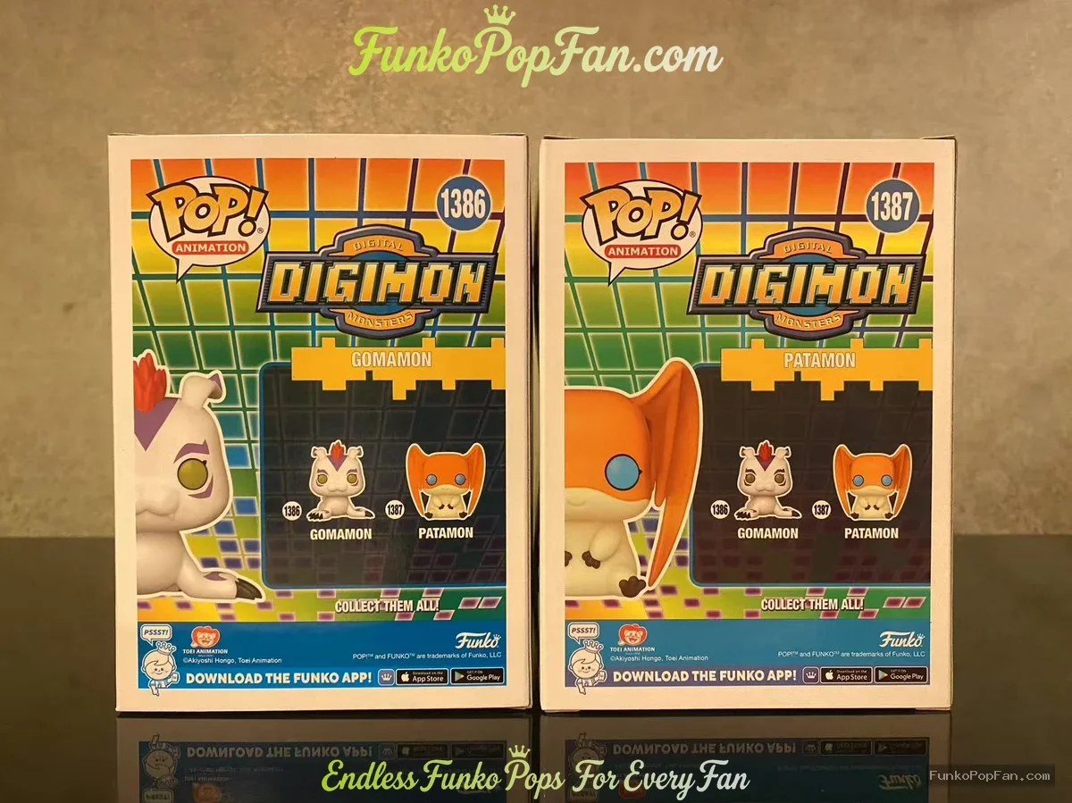 Bundle Funko Pop! Digimon Animation Gomamon #1386 / Patamon #1387 Vinyl Figure Bobblehead Vaulted Co - Funko Pop Figure