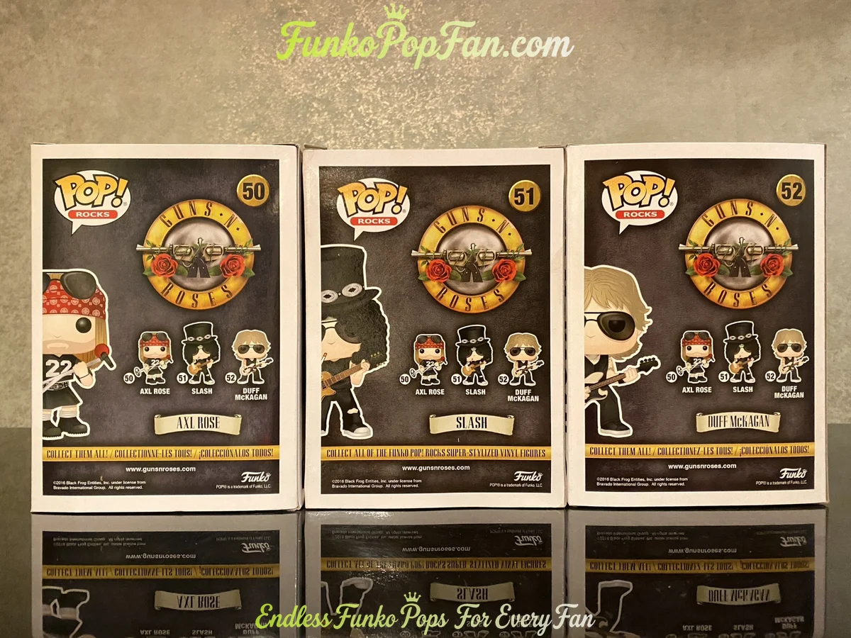 Bundle Funko Pop! Rock Guns N' Roses #50 Axl Rose / Slash #51 / Duff McKagan #52 Vinyl Figure Bobble - Funko Pop Figure