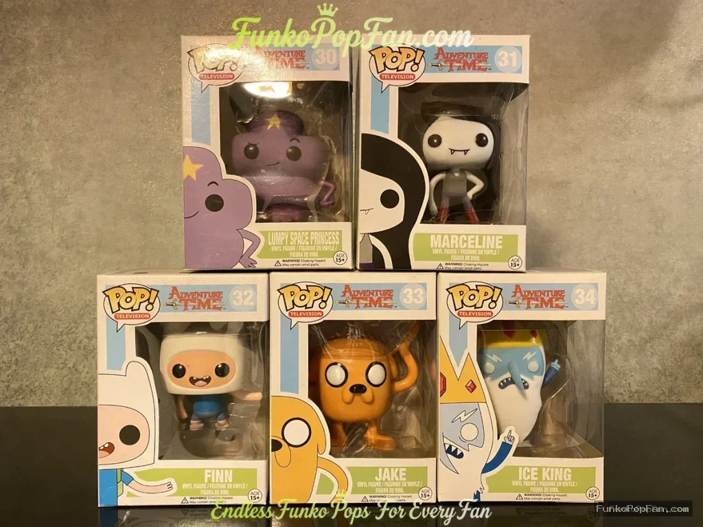 Bundle Funko Pop! Television Adventure Time #30 Lumpy Space Princess / #31 Marceline / #32 Finn / #33 Jake / #34 Ice King Vinyl Figure Bobblehead Vaulted Collectible With Protector Funko Pop Figure