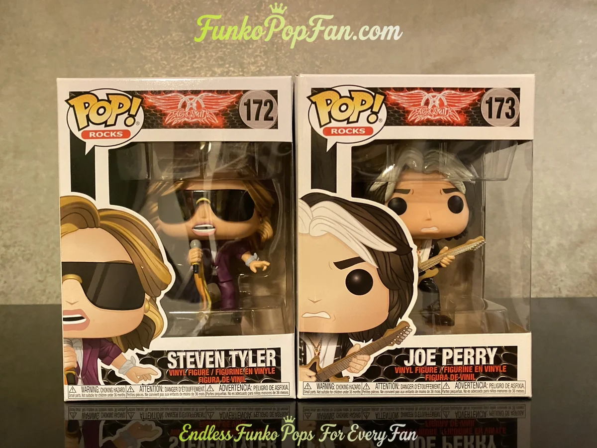 #172/#173 Pop Rocks Aerosmith Steven Tyler / Joe Perry Vinyl Figure Bobblehead Vaulted Collectible With Protector Funko Pop Figure