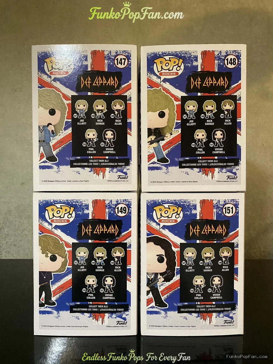 Bundle Funko Pop! Rocks #147 Joe Elliott / #148 Rick Savage / #149 Rick Allen / #151 Vivian Campbell - Funko Pop Figure