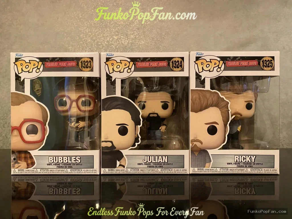 Bundle Funko Pop Television Trailer Park Boys #1323 Bubbles + #1324 Julian + #1325 Ricky Vinyl Figure Bobblehead Vaulted Collectible With Protector Funko Pop Figure