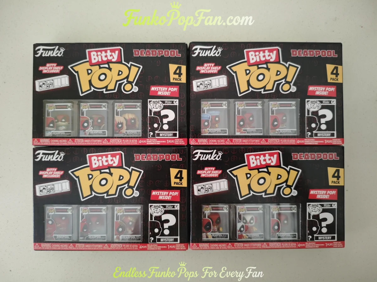 Bundle Funko Bitty Pop Deadpool 4X4-Pack Mystery Pops Bathtime Vinyl Figure Bobblehead Vaulted Collectible With Protector Funko Pop Figure