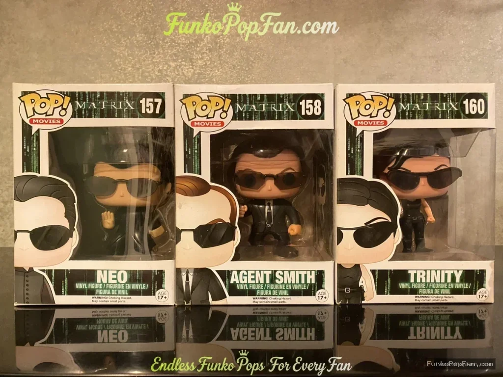 Bundle Funko Pop! Movies The Matrix #157 Neo / Agent Smith #158 / Trinity #160 Vinyl Figure Bobblehead Vaulted Collectible With Protector Funko Pop Figure