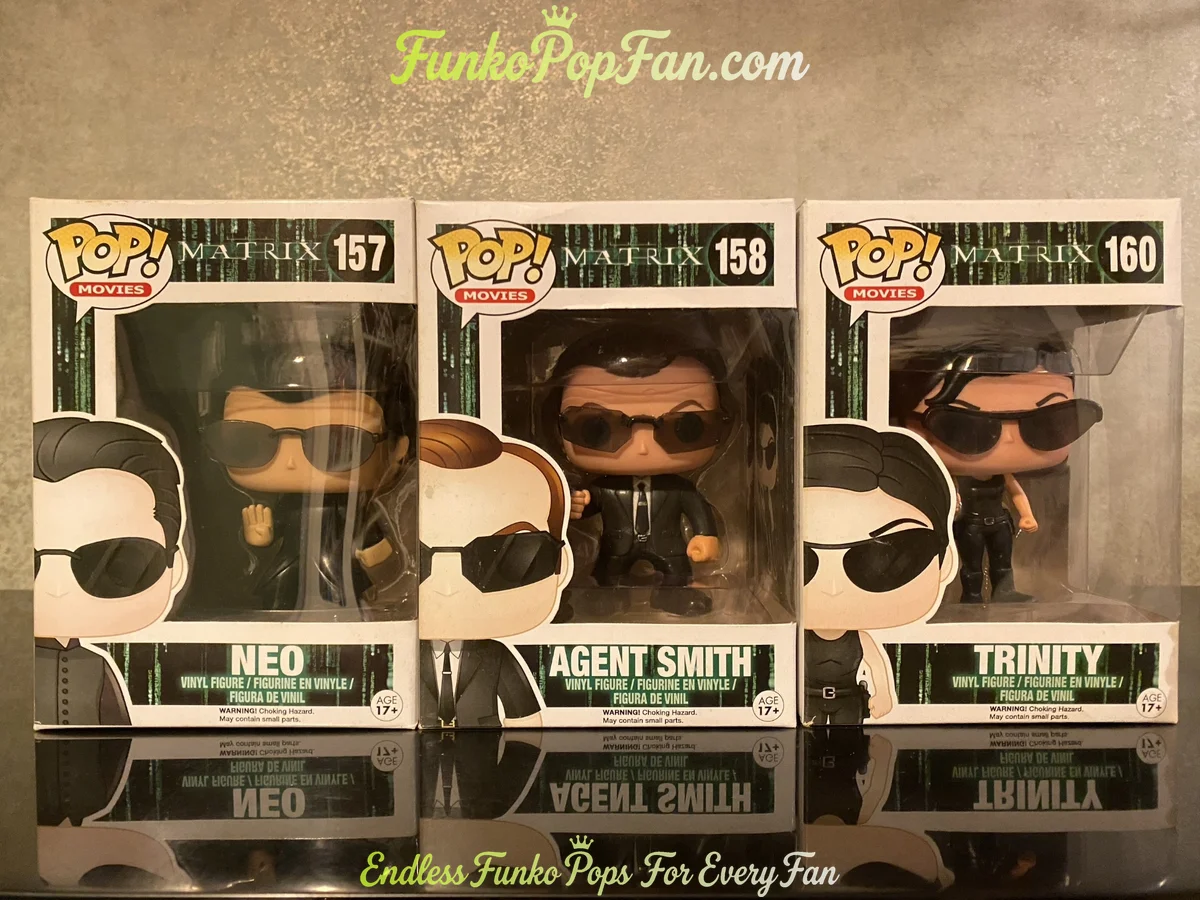 Bundle Funko Pop! Movies The Matrix #157 Neo / Agent Smith #158 / Trinity #160 Vinyl Figure Bobblehead Vaulted Collectible With Protector Funko Pop Figure