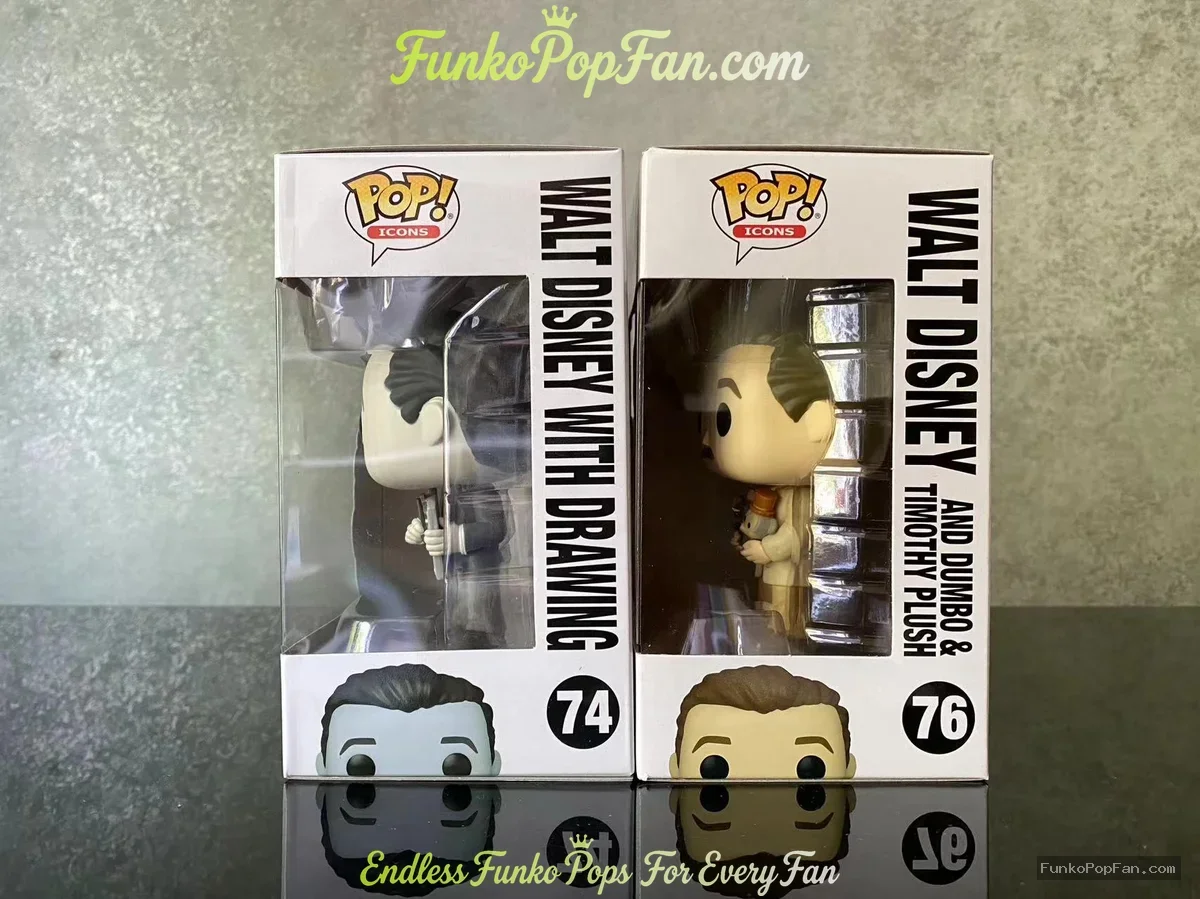 Bundle Funko Pop! Disney Icons 100 Walt Disney with Drawing #74 + #76 Walt Disney and Donald & Timot - Funko Pop Figure