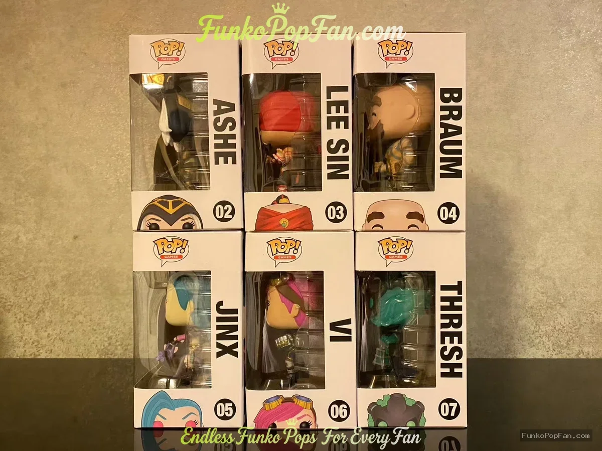 Bundle Funko Pop! Games League of Legends LOL #02 Ashe 03 Lee Sin 04 Braum 05 Jinx 06 Vi 07 Thresh V - Funko Pop Figure