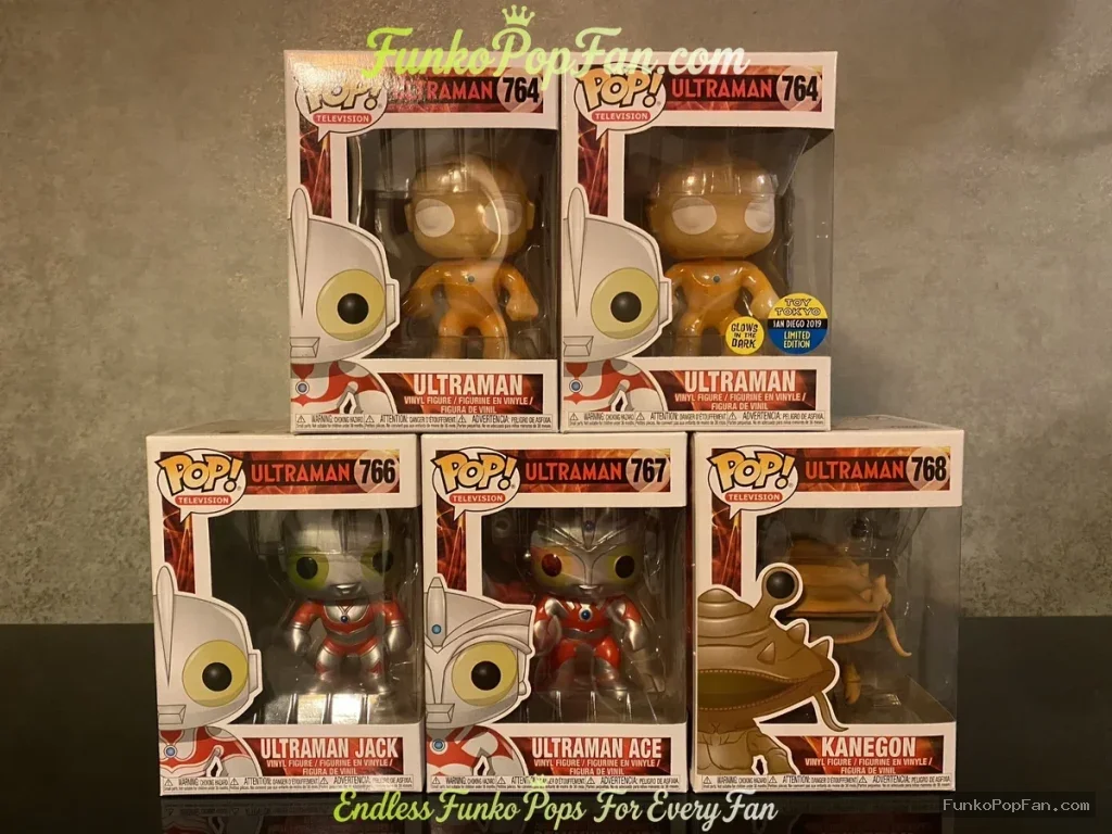 Bundle Funko Pop Ultraman Ultraman #764 Ultraman / Ultraman Jack #766 / Ultraman Ace #767 / Kanegon #768 Vinyl Figure Bobblehead Vaulted Collectible With Protector Funko Pop Figure