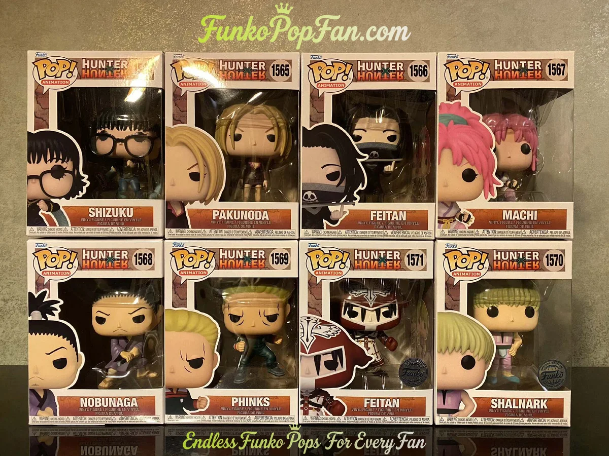 Bundle Funko Pop! Hunter x Hunter Shizuku #1568 / Pakunoda #1565 / Feitan #1566 / Machi #1567 / Nobunaga #1569 / Phinks #1569 / Feitan #1571 / Shalnark #1570 Vinyl Figure Bobblehead Vaulted Collectible With Protector Funko Pop Figure