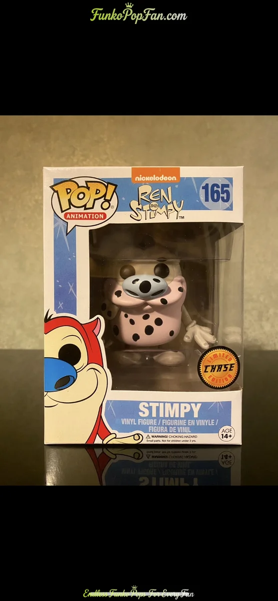 Animation Ren and Stimpy #165 Stimpy (Chase) Vinyl Figure Bobblehead Vaulted Collectible With Protector Funko Pop Figure