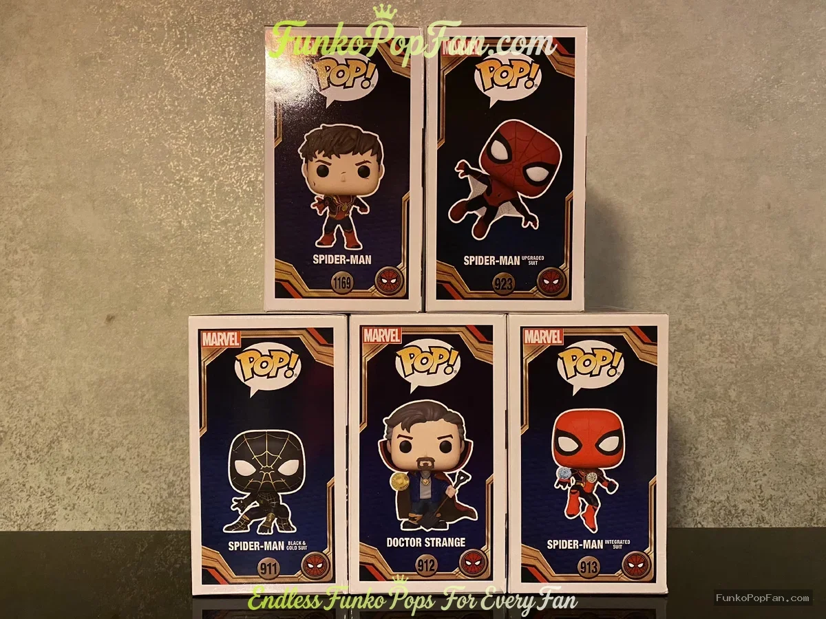 Bundle Funko Pop! Marvel Spider-Man Doctor Strange #911 Black & Gold Suit / #912 / #913 Integrated S - Funko Pop Figure