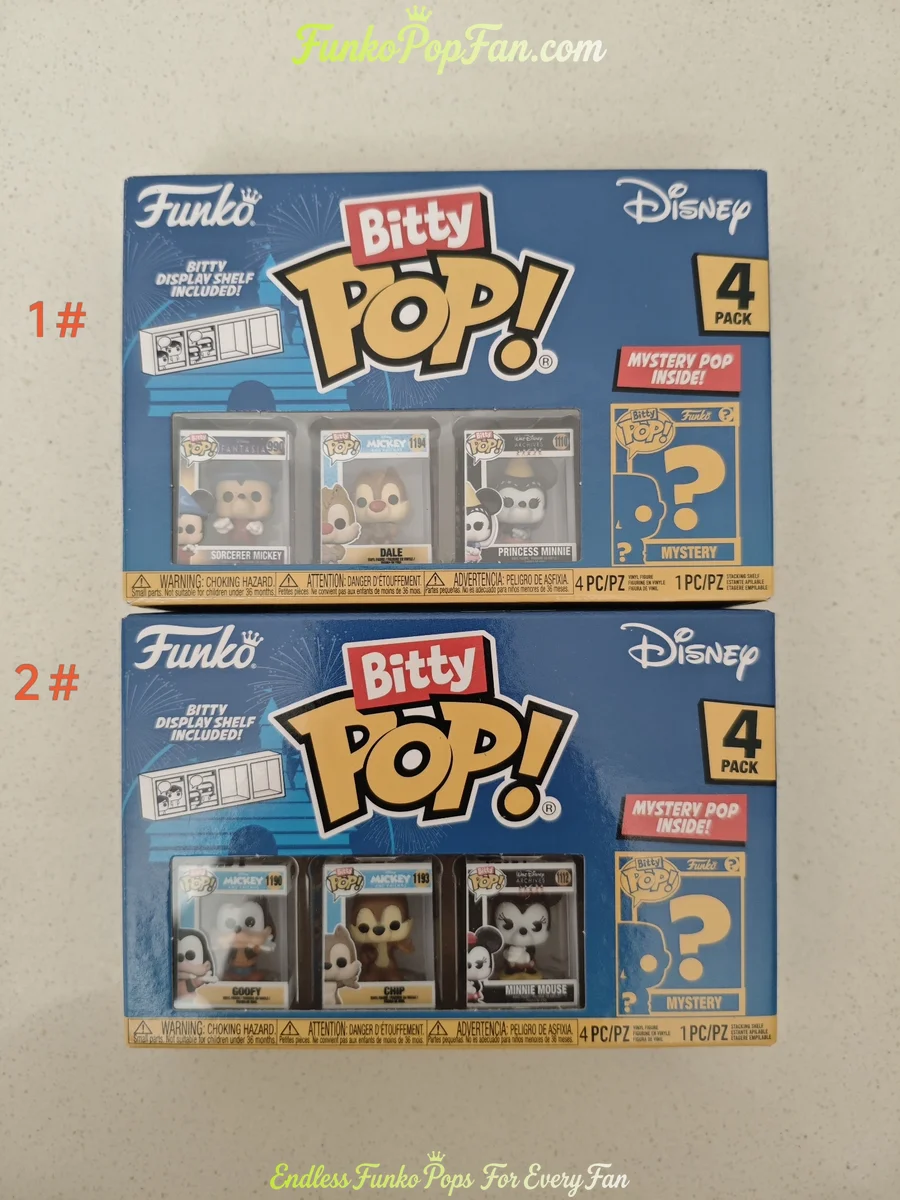 Bundle Funko Disney Bitty Pop! Bundle X 2 Disney 4-Pack Sorcerer Mickey Chase F Goofy Chip Minnie Mouse and Mystery #1-4 Mystery Pack 4 Pack Vinyl Figure Bobblehead Vaulted Collectible With Protector Funko Pop Figure