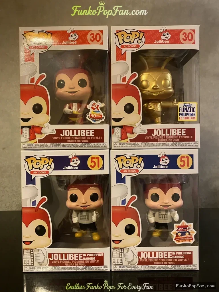Bundle Funko Pop FunFanic Philippines 4 pcs Set Jollibee #30 Jollibee 1000 Pcs / #51 Vinyl Figure Bobblehead Vaulted Collectible With Protector Funko Pop Figure