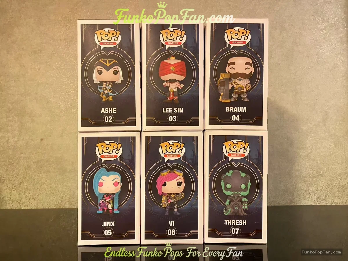 Bundle Funko Pop! Games League of Legends LOL #02 Ashe 03 Lee Sin 04 Braum 05 Jinx 06 Vi 07 Thresh V - Funko Pop Figure