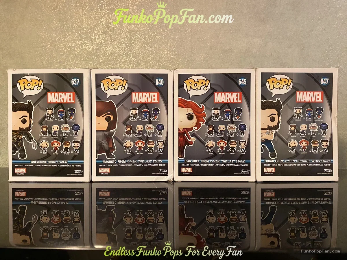 Bundle Funko Pop Marvel #637 Wolverine Logan / #640 Magneto / #645 Jean Grey / #647 Logan Vinyl Figu - Funko Pop Figure