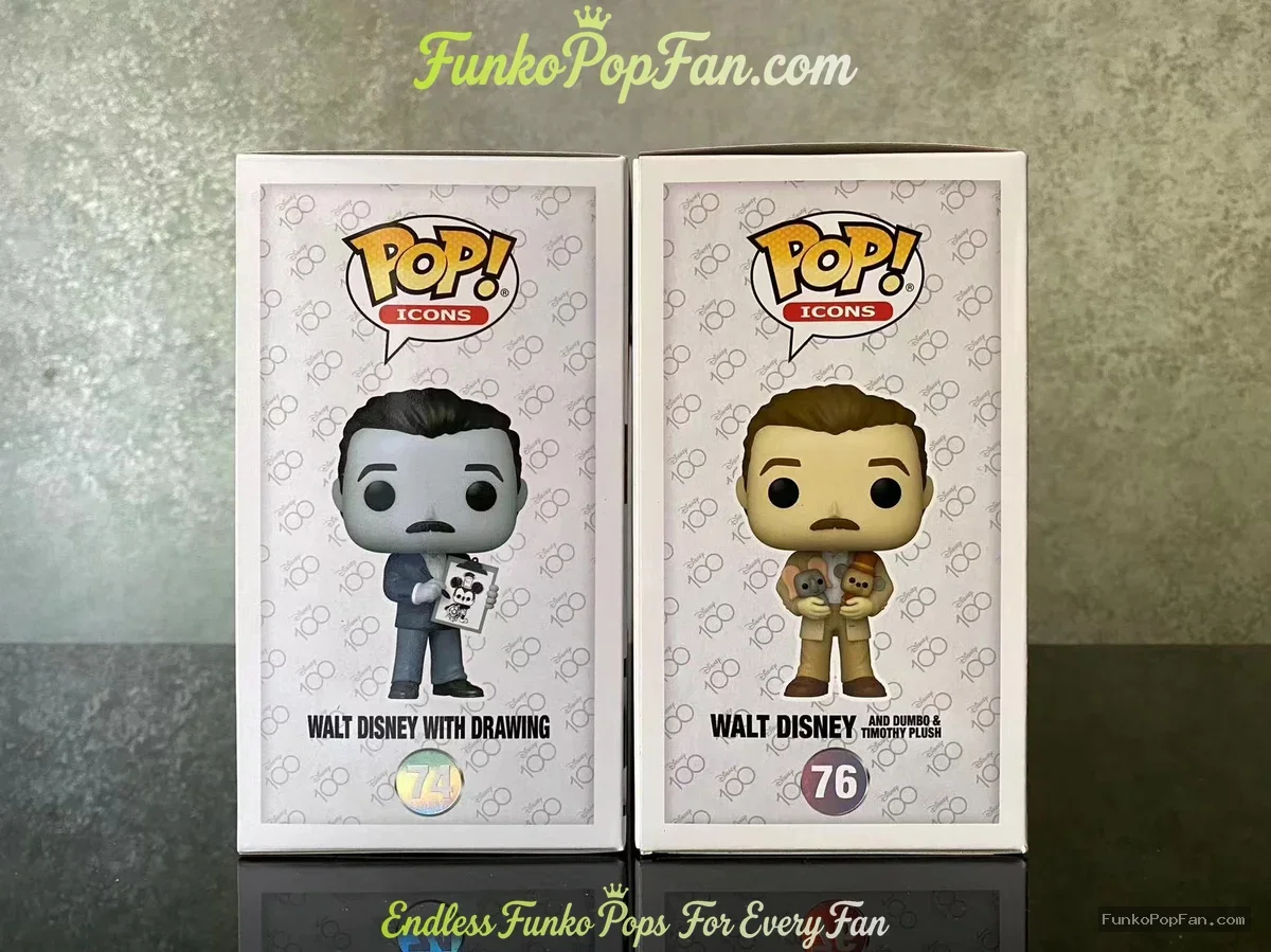 Bundle Funko Pop! Disney Icons 100 Walt Disney with Drawing #74 + #76 Walt Disney and Donald & Timot - Funko Pop Figure