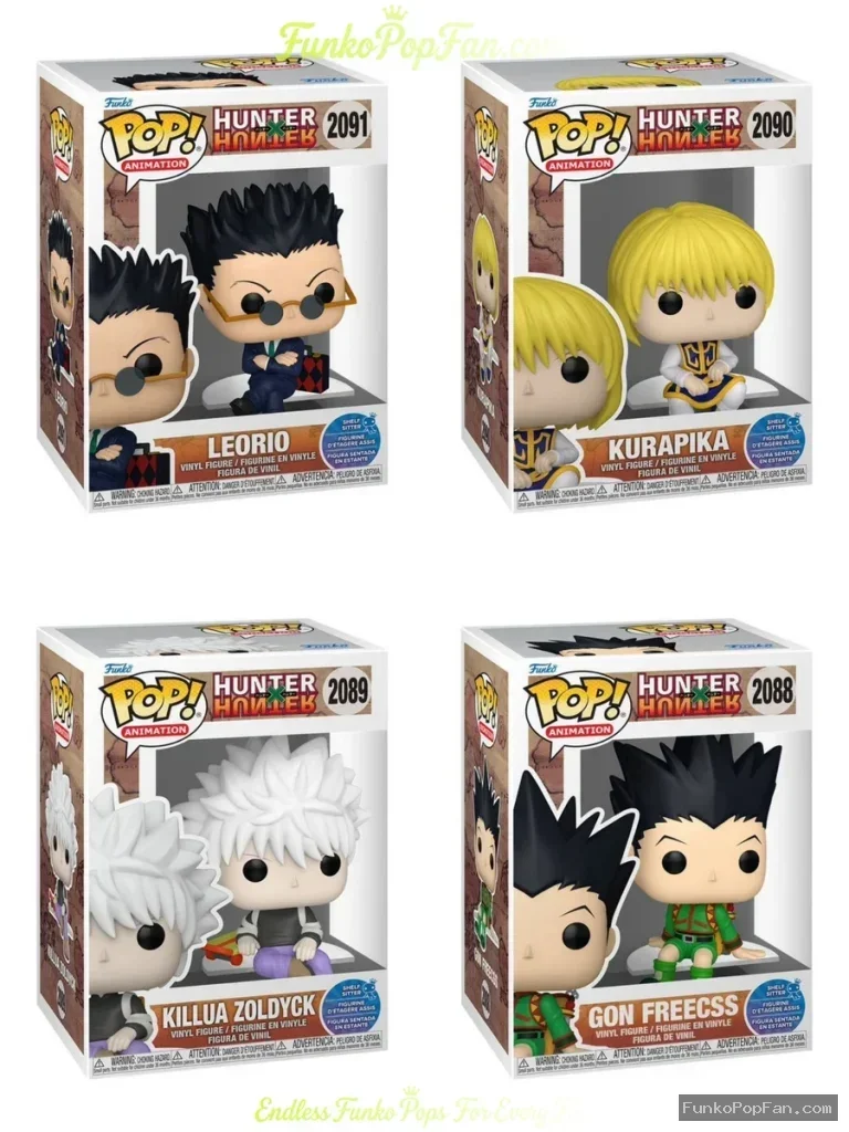 Bundle Funko Pop #2088/#2089/#2090/#2091 Hunter x Hunter Gon Freecss / Killua Zoldyck / Kurapika / Leorio Vinyl Figure Bobblehead Vaulted Collectible With Protector Funko Pop Figure