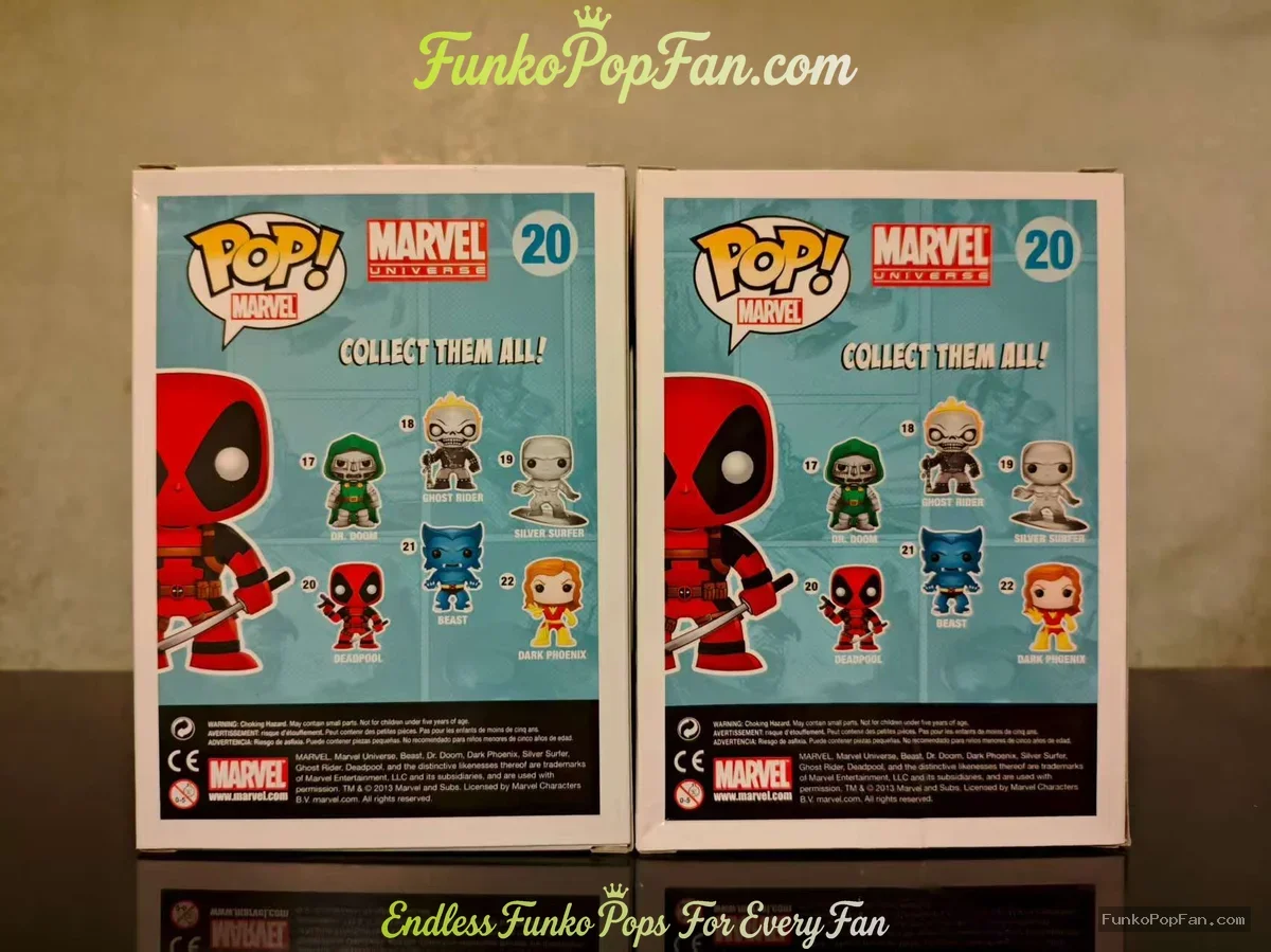 Funko Pop! Marvel Universe #20 Deadpool (Red) + #20 Deadpool (Blue/Grey Hot Topic Exclusive) Lot of  - Funko Pop Figure