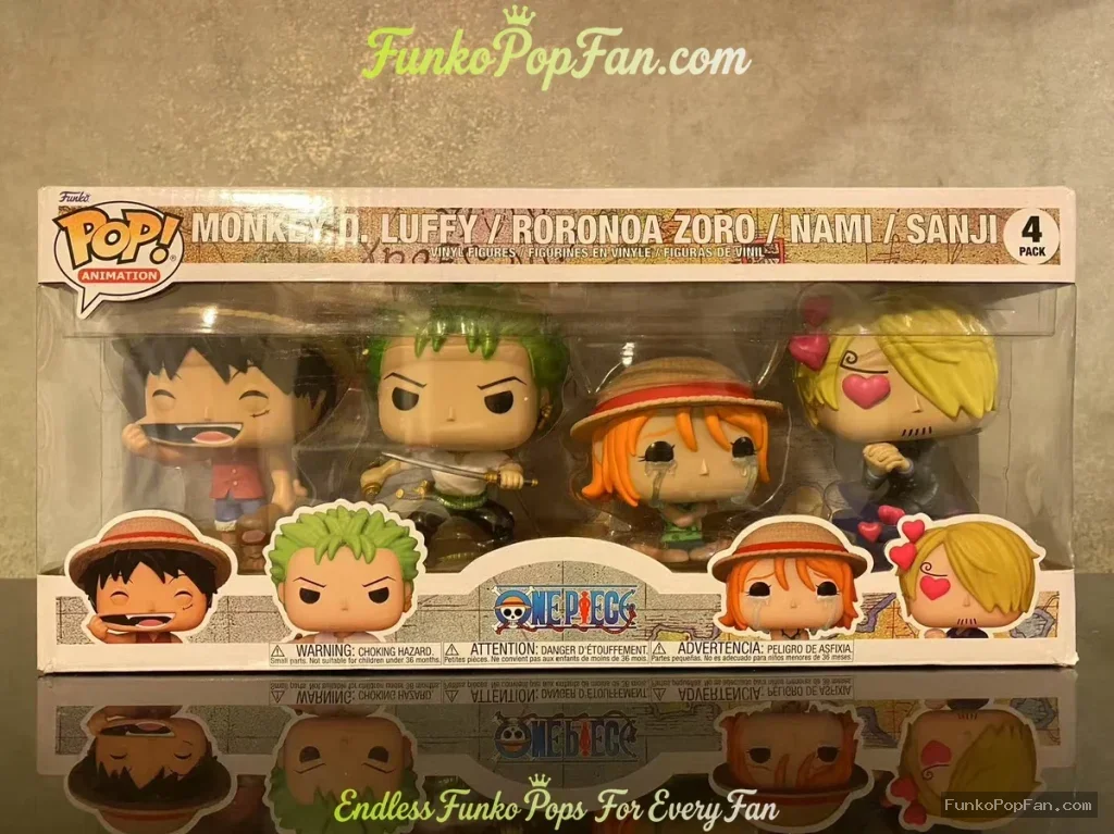 Bundle Funko Pop! Animation One Piece #4 Luffy / Zoro / Nami / Sanji Vinyl Figure Bobblehead Vaulted Collectible With Protector Funko Pop Figure