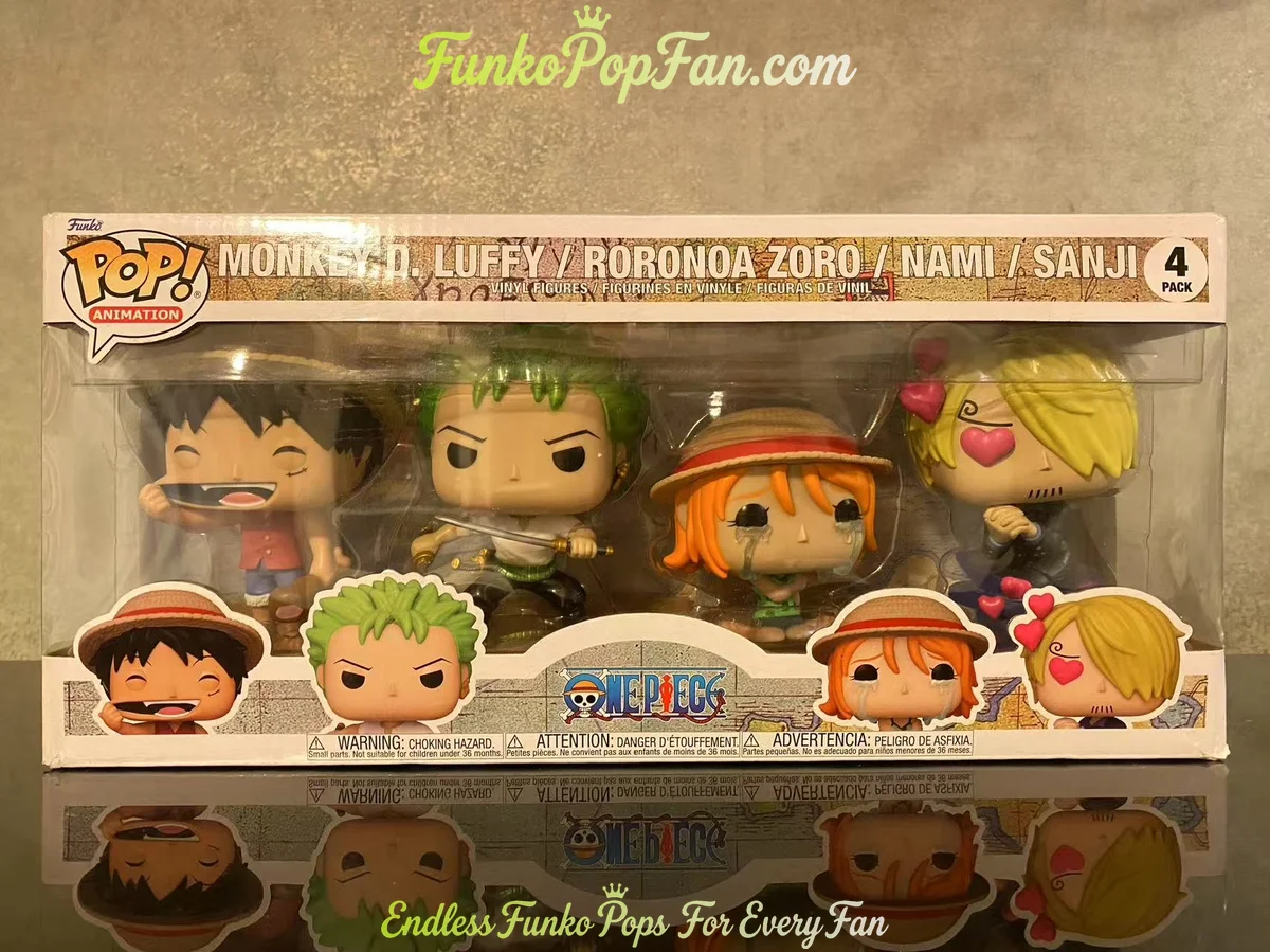 Bundle Funko Pop! Animation One Piece #4 Luffy / Zoro / Nami / Sanji Vinyl Figure Bobblehead Vaulted Collectible With Protector Funko Pop Figure