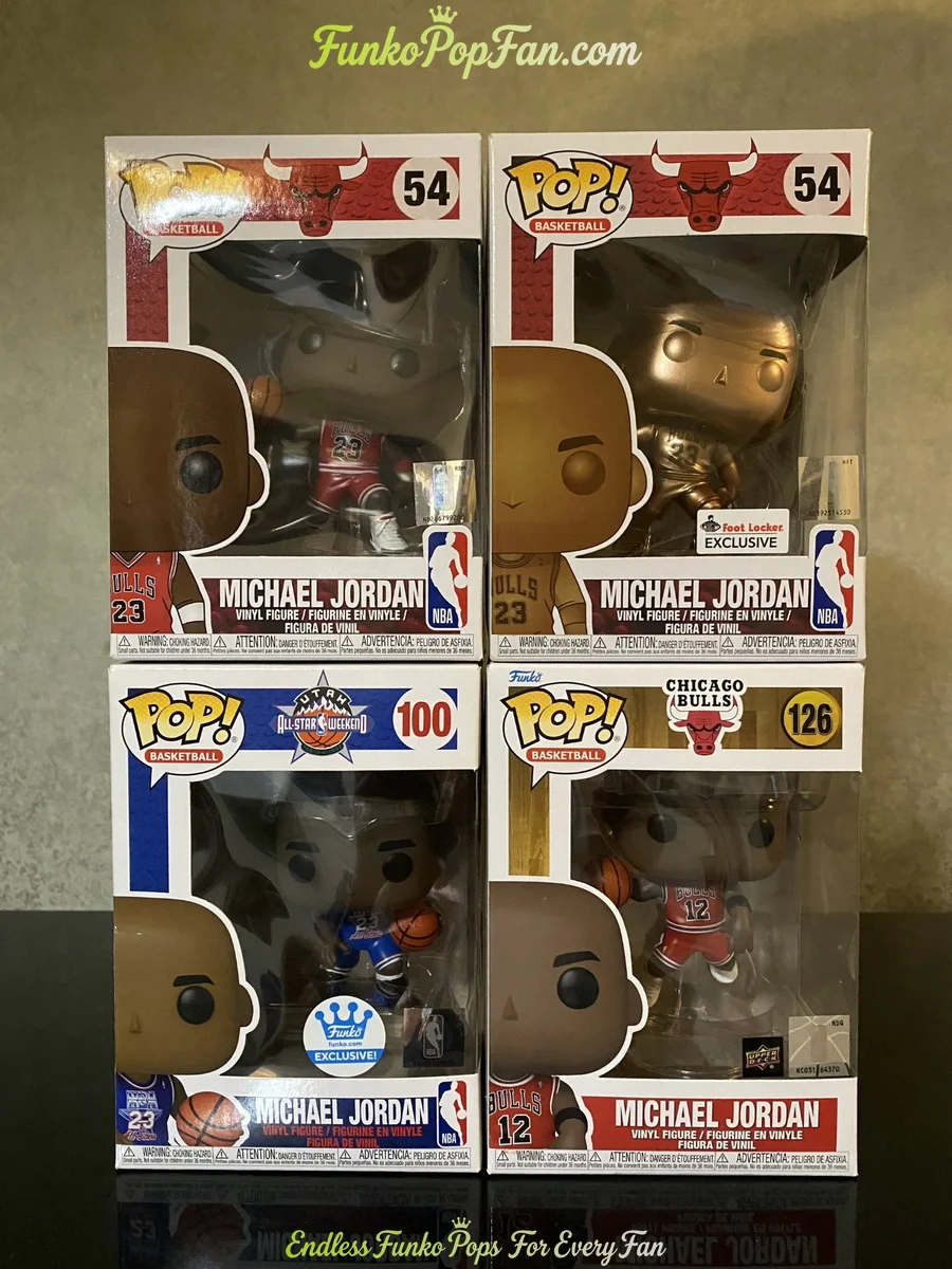 Bundle Funko Pop! Basketball Chicago Bulls Michael Jordan #54 #100 #126 Vinyl Figure Bobblehead Vaulted Collectible With Protector Funko Pop Figure