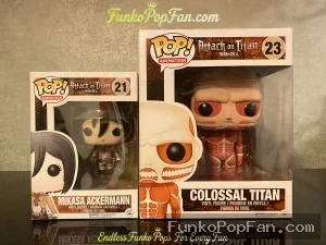 Animation Attack on Titan #21 Mikasa Ackermann / Colossal Titan #23 Vinyl Figure Bobblehead Vaulted Collectible With Protector Funko Pop Figure