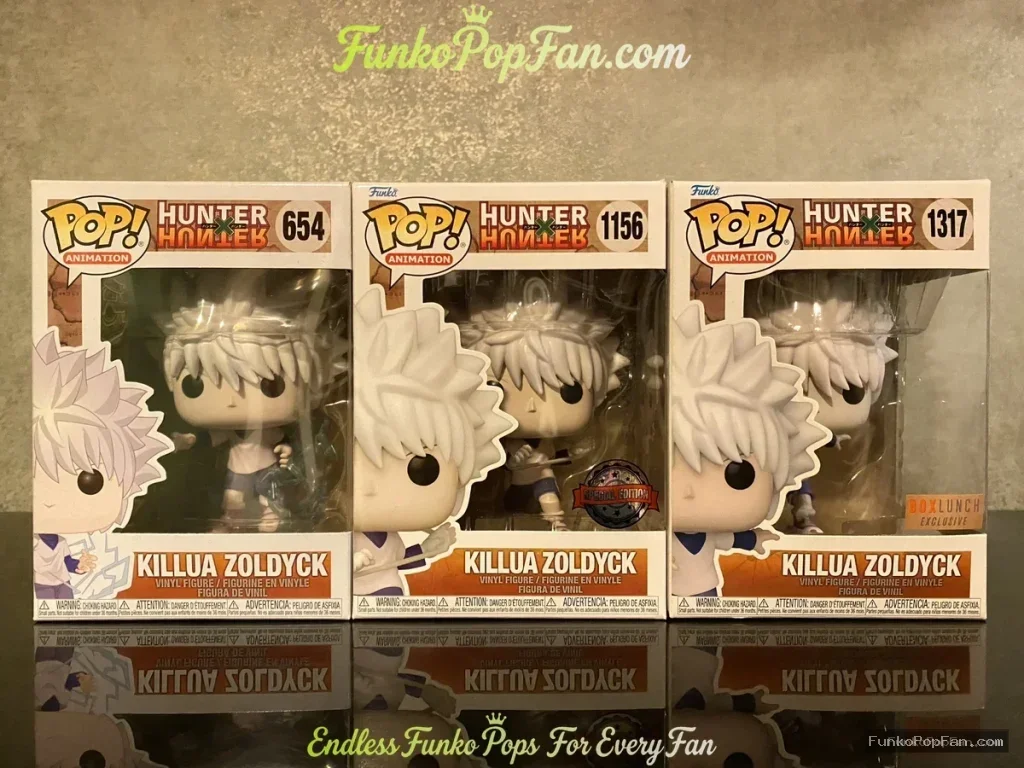 Bundle Funko Pop Animation Hunter X Hunter #654 Killua Zoldyck / #1156 Killua Zoldyck / #1317 Killua Zoldyck Vinyl Figure Bobblehead Vaulted Collectible With Protector Funko Pop Figure