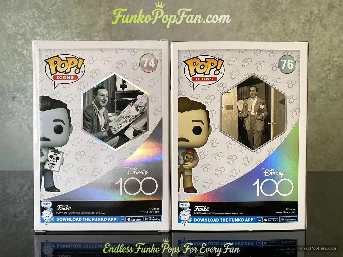 Bundle Funko Pop! Disney Icons 100 Walt Disney with Drawing #74 + #76 Walt Disney and Donald & Timot - Funko Pop Figure