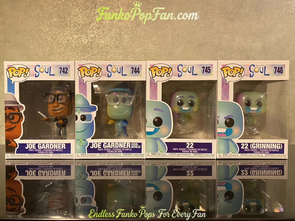 Bundle Funko Pop! Soul Joe Gardner #742 / Joe Gardner #744 / 22 #745 / 22 (Grinning) #748 Vinyl Figure Bobblehead Vaulted Collectible With Protector Funko Pop Figure