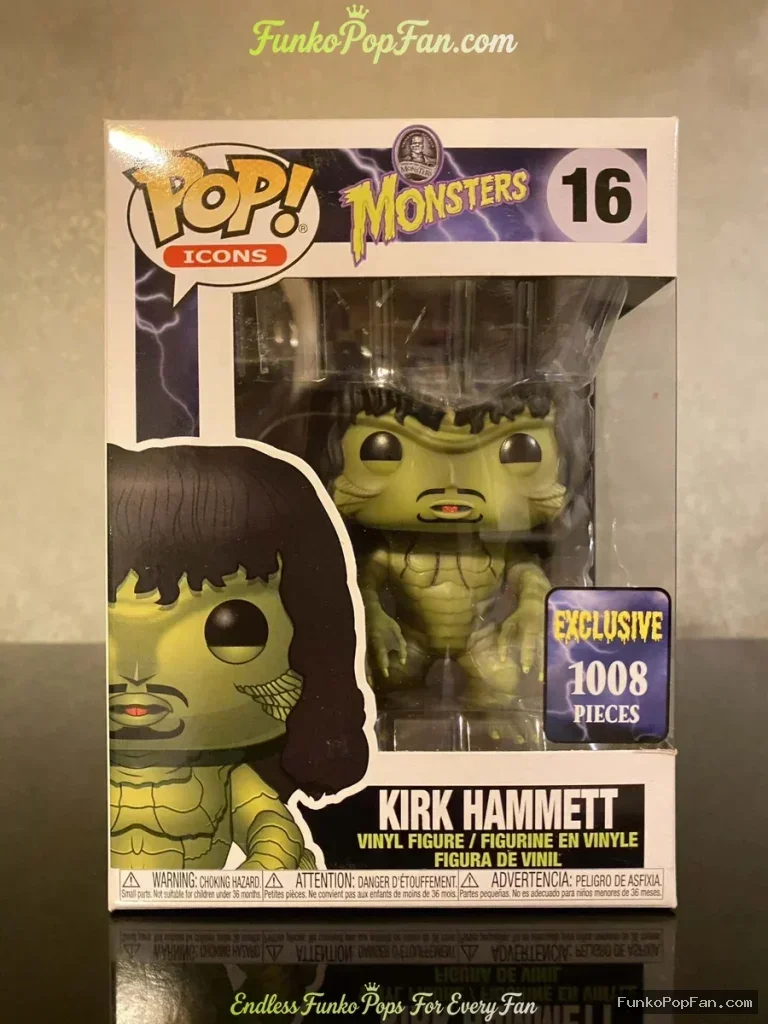 Icons Monsters #16 Kirk Hammett (Exclusive) 1008 pcs Vinyl Figure Bobblehead Vaulted Collectible With Protector Funko Pop Figure