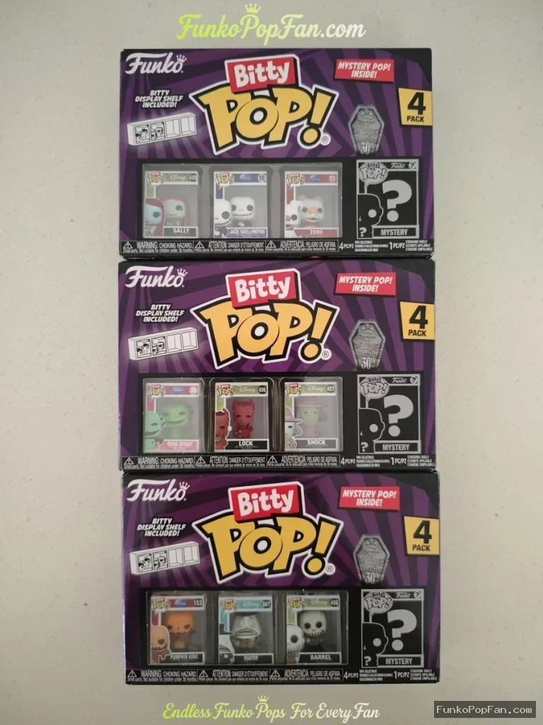 Bundle Funko Bitty Pop Nightmare Before Christmas 3 Full Sets X 4 Pack Jack Skellington Vinyl Figure Bobblehead Vaulted Collectible With Protector Funko Pop Figure