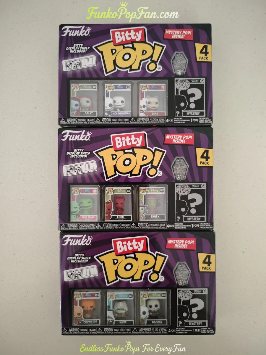 Bundle Funko Bitty Pop Nightmare Before Christmas 3 Full Sets X 4 Pack Jack Skellington Vinyl Figure Bobblehead Vaulted Collectible With Protector Funko Pop Figure