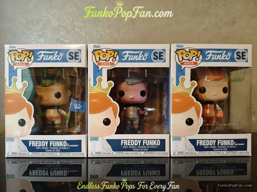 Bundle Funko Pop! Asia SE Freddy Funko as Pilot + as Flight Engineer + as The commander MMC Mission Control 1000 Vinyl Figure Bobblehead Vaulted Collectible With Protector Funko Pop Figure