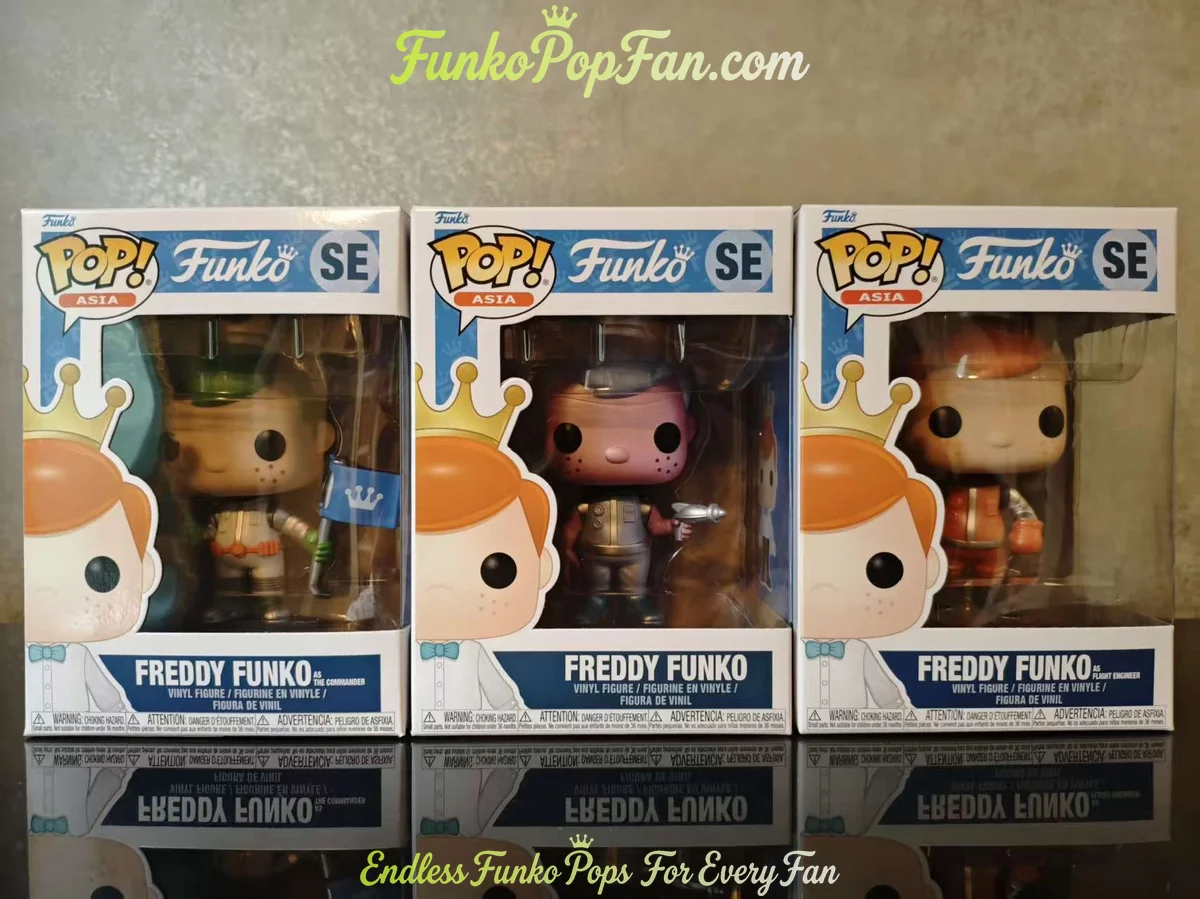 Bundle Funko Pop! Asia SE Freddy Funko as Pilot / as Flight Engineer / as The commander MMC Mission Control 1k Vinyl Figure Bobblehead Vaulted Collectible With Protector Funko Pop Figure