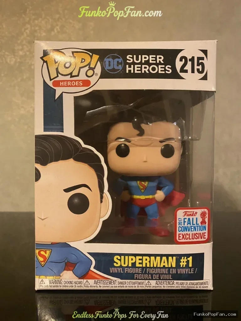 DC Super Heroes #215 Superman (Fall Convention Exclusive) Vinyl Figure Bobblehead Vaulted Collectible With Protector Funko Pop Figure
