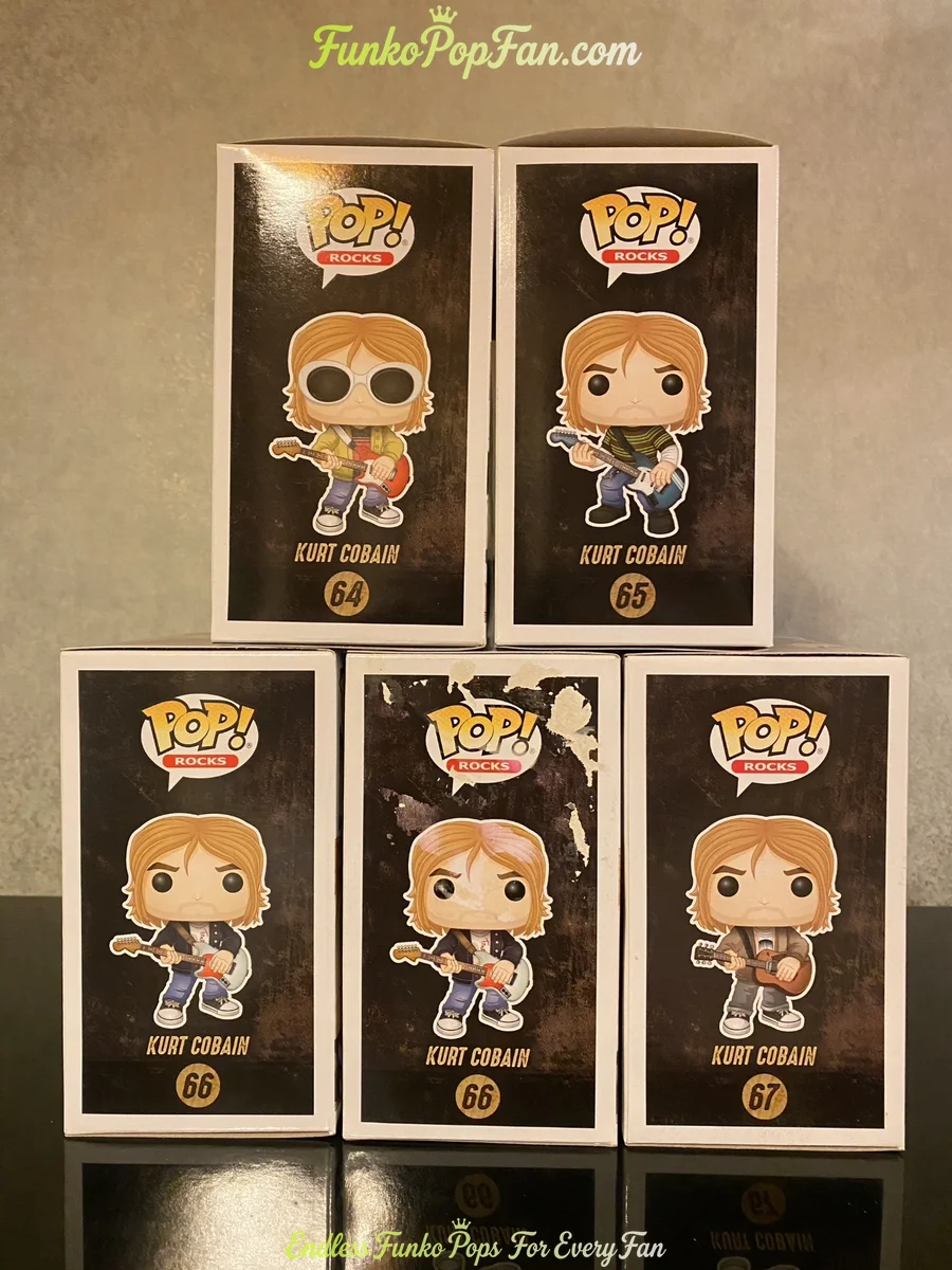 Bundle Funko Pop! Rocks Kurt Cobain Lot of 5 #64 + #65 + #66 Hot Topic Exclusive + #66 Hot Topic Exc - Funko Pop Figure
