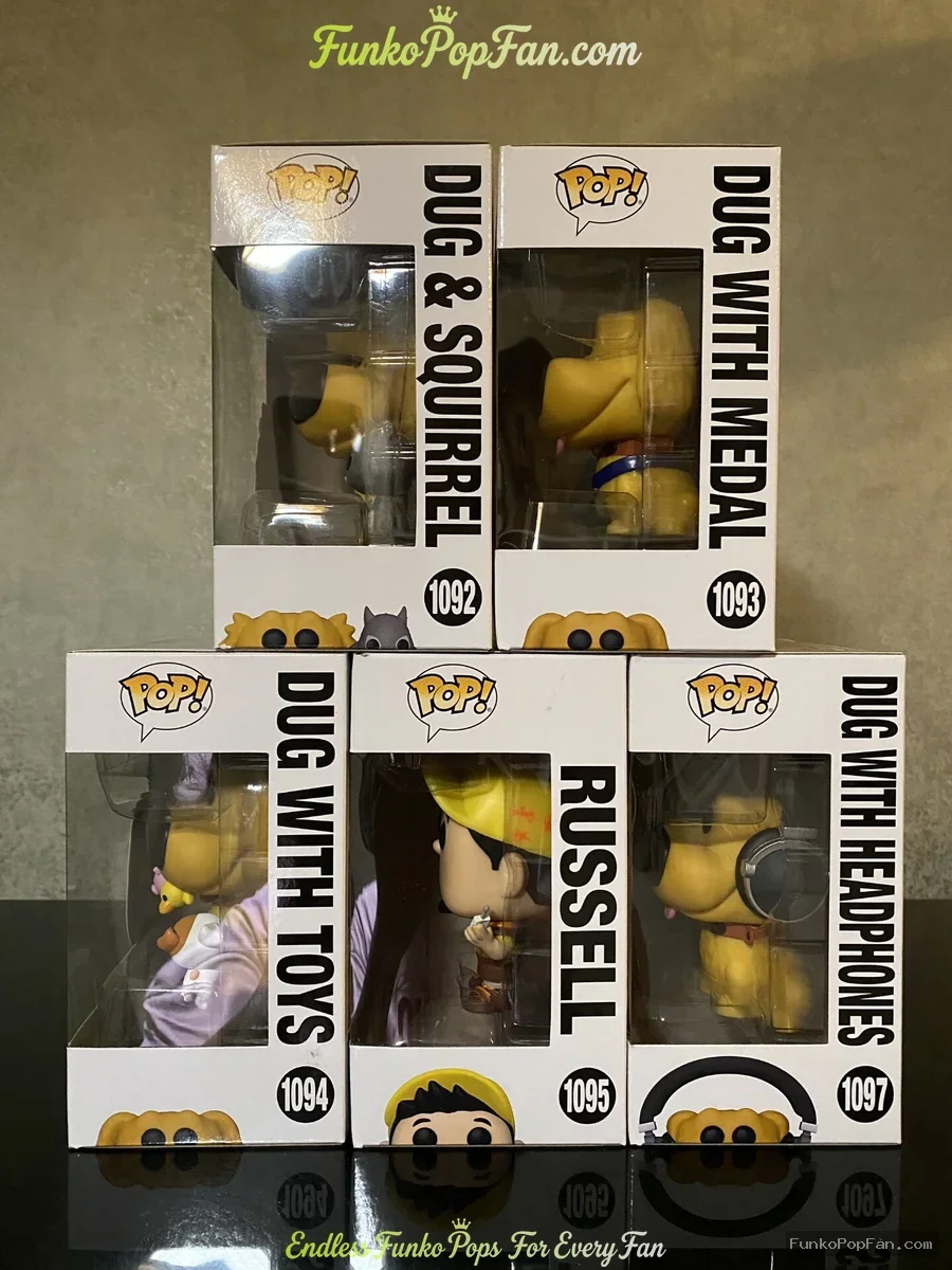 Bundle Funko Pop! Disney Dug Days #1092/#1093/#1094/#1095/#1096 Dug Squirrel Medal Toys Russell Head - Funko Pop Figure