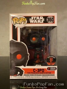 Star Wars #360 C-3PO (Black San Francisco Giants Edition Exclusive) Vinyl Figure Bobblehead Vaulted Collectible With Protector Funko Pop Figure