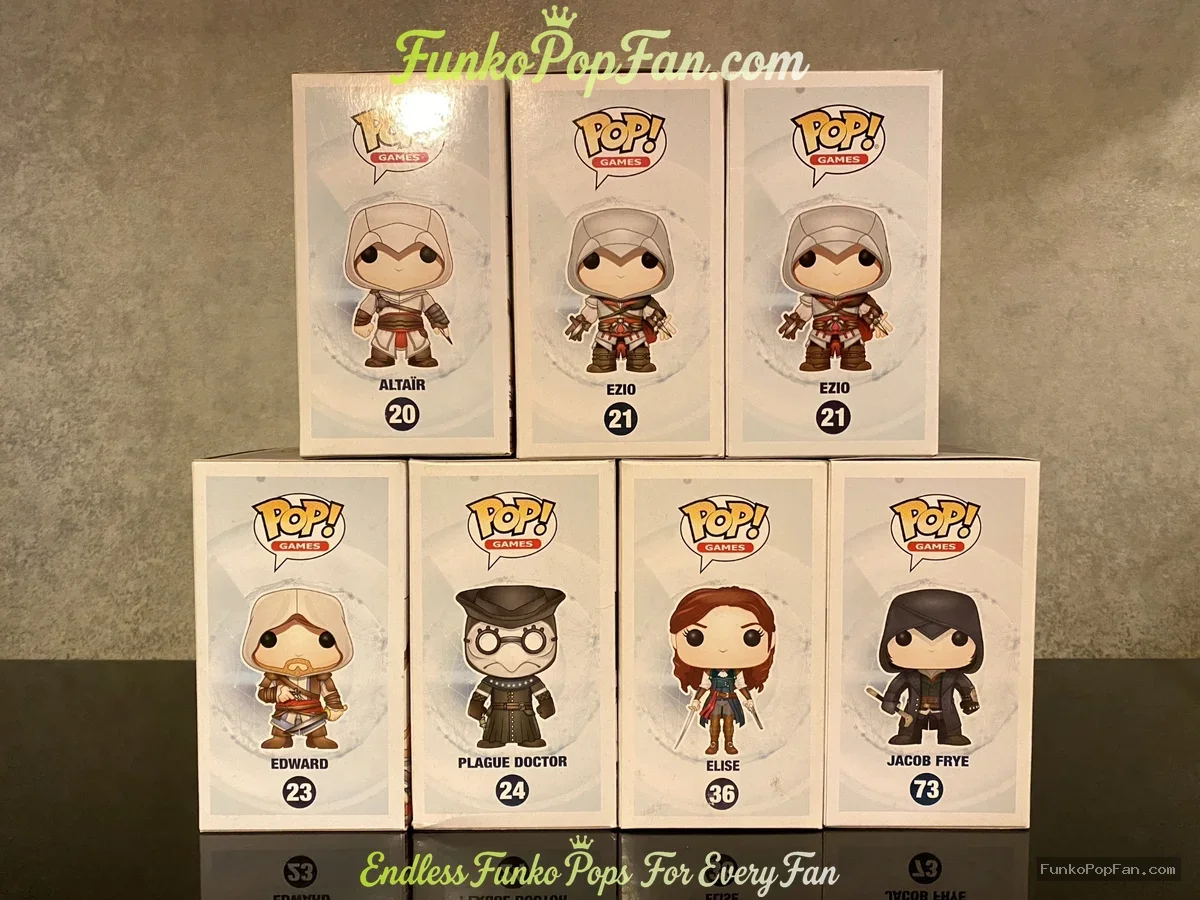 Bundle Funko Pop! Assassin's Creed Altair #23 / Ezio #21 / Edward #23 / Plague Doctor #24 / Elise #5 - Funko Pop Figure